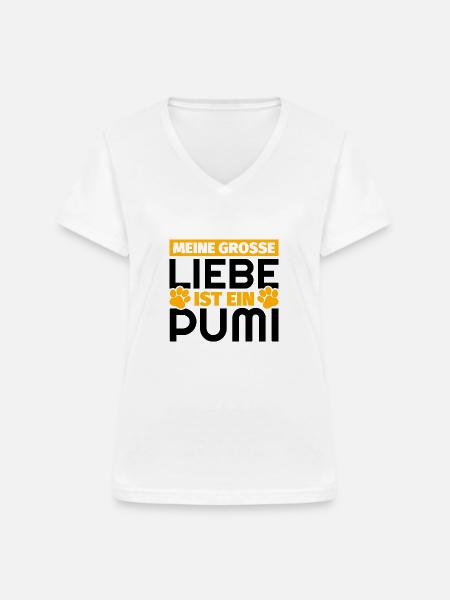 Pumi Geschenke lustig - Frauen-T-Shirt mit V-Ausschnitt - Weiß