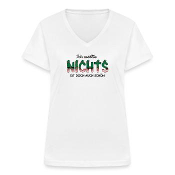 Nichts Schenken Anti Weihnachten Kein Geschenk Nix - Frauen-T-Shirt mit V-Ausschnitt - Weiß - Vorne - Lela (165cm)