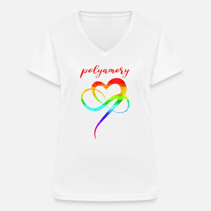 Polyamory Infinity Heart LGBTQ Love - Women's V-neck T-shirt - white