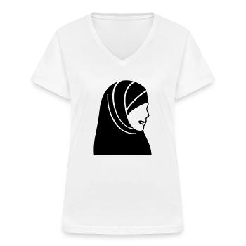 Hijab Kopftuch Muslimische Frau - Frauen-T-Shirt mit V-Ausschnitt - Weiß - Vorne - Lela (165cm)