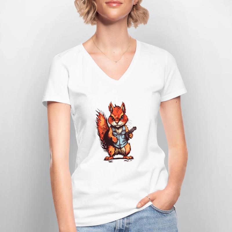 Eichhörnchen als bewaffneter Söldner Frauen-T-Shirt mit V-Ausschnitt