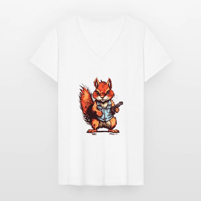 Eichhörnchen als bewaffneter Söldner Frauen-T-Shirt mit V-Ausschnitt