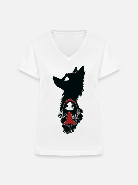Rotkäppchen - Frauen-T-Shirt mit V-Ausschnitt - Weiß