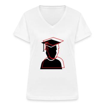 Student Diploma 2 - Women's V-neck T-shirt - white - Front - Lela (165cm)
