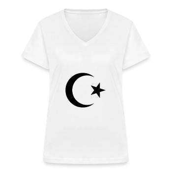 Koranvers Muslim Islam Halal DAWA Geschenk Allah - Frauen-T-Shirt mit V-Ausschnitt - Weiß - Vorne - Lela (165cm)