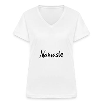 Namaste - Vrouwen T-shirt met V-hals - wit - Voor - Lela (165cm)