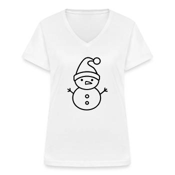 Bonhomme de neige - T-shirt col V Femme - blanc - Devant - Lela (165cm)