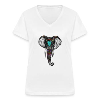 Indischer Elefant - Frauen-T-Shirt mit V-Ausschnitt - Weiß - Vorne - Lela (165cm)