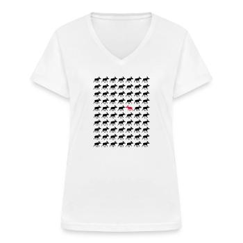 Elk autre direction - T-shirt col V Femme - blanc - Devant - Lela (165cm)