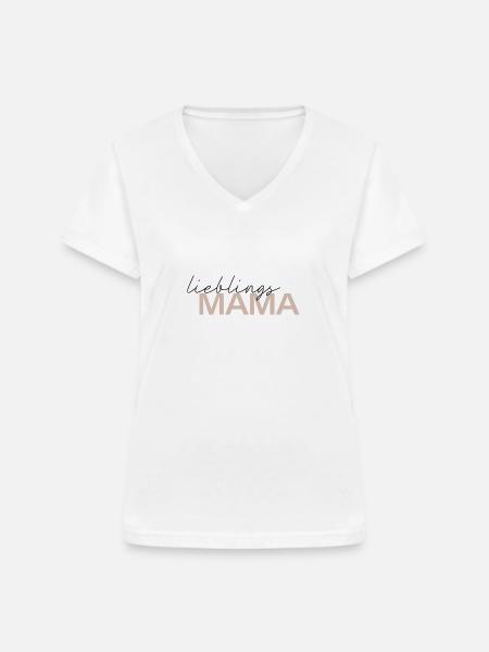 Lieblingsmama - Frauen-T-Shirt mit V-Ausschnitt - Weiß