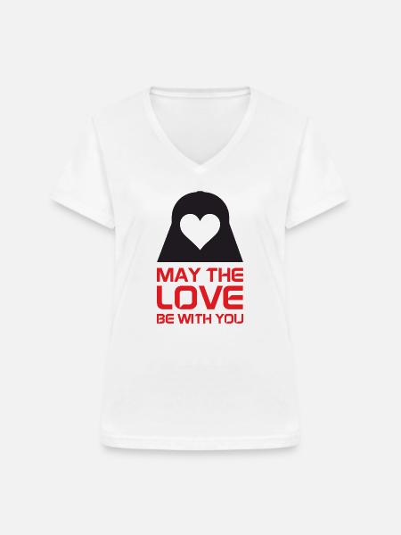 Möge die Liebe mit dir sein - Frauen-T-Shirt mit V-Ausschnitt - Weiß