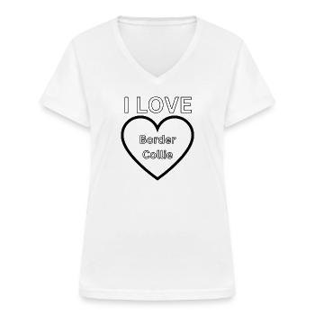 I Love Border Collie Fan Dog Owner Dog - Women's V-neck T-shirt - white - Front - Lela (165cm)