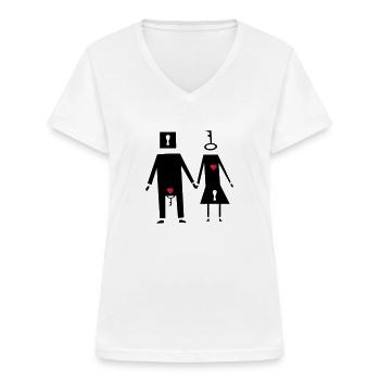 couple couple funny - Women's V-neck T-shirt - white - Front - Lela (165cm)