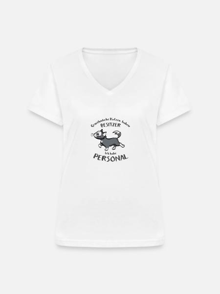 Lustiges Katzen Geschenk - Frauen-T-Shirt mit V-Ausschnitt - Weiß