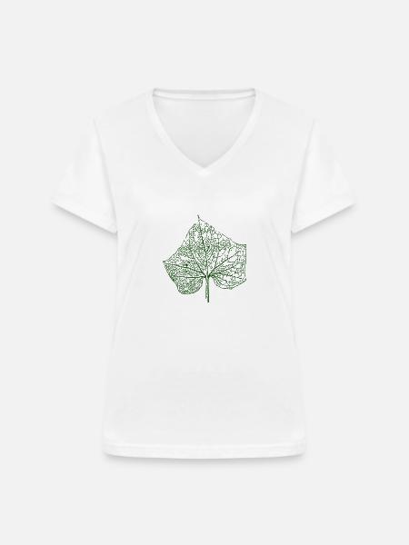 Leave - Frauen-T-Shirt mit V-Ausschnitt - Weiß