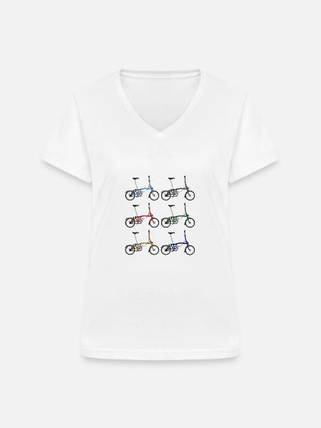 Brompton Bikes - Frauen-T-Shirt mit V-Ausschnitt - Weiß