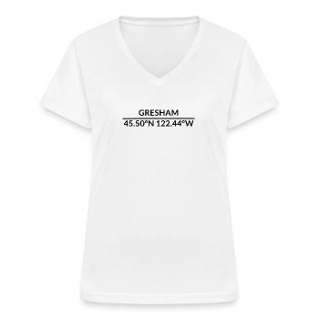 Gresham Oregon USA Koordinaten - Frauen-T-Shirt mit V-Ausschnitt - Weiß - Vorne - Lela (165cm)