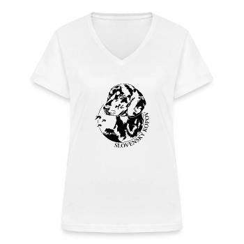 Slovensky Kopov Portrait Dogs Hunting Dog Wilsigns - Women's V-neck T-shirt - white - Front - Lela (165cm)