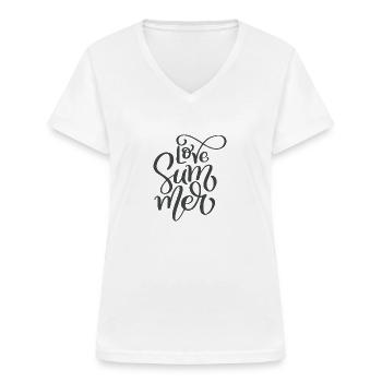 Love Summer - Frauen-T-Shirt mit V-Ausschnitt - Weiß - Vorne - Lela (165cm)