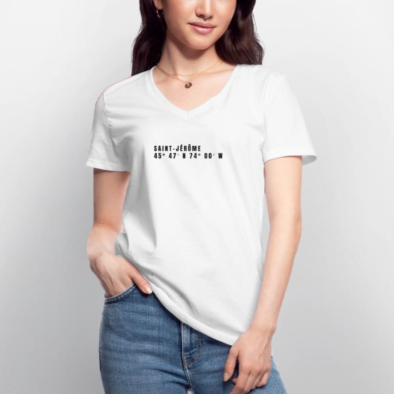 Saint-Jérôme, Canada Coordinates Women's V-neck T-shirt