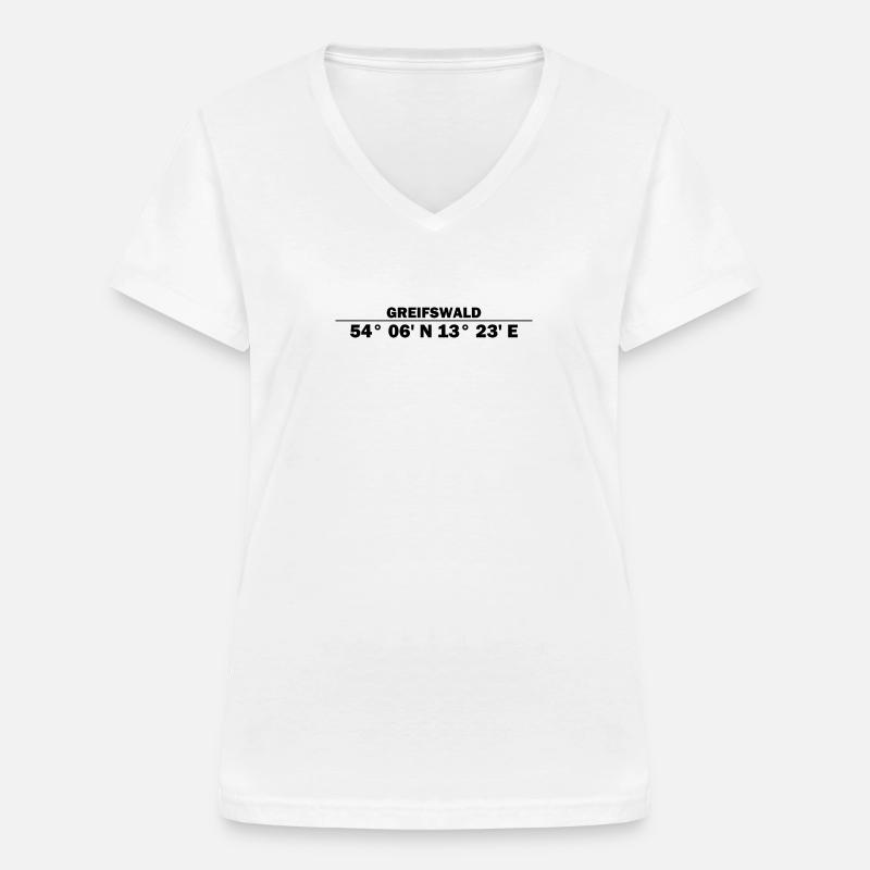 Greifswald coordinates - Women's V-neck T-shirt - white