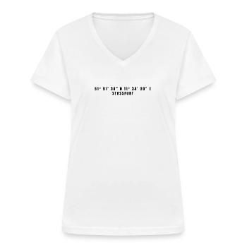 Staßfurt Sachsen-Anhalt Koordinaten - Frauen-T-Shirt mit V-Ausschnitt - Weiß - Vorne - Lela (165cm)
