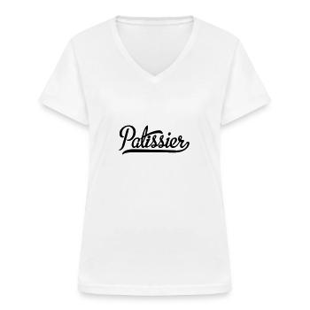 Patissier - T-shirt col V Femme - blanc - Devant - Lela (165cm)