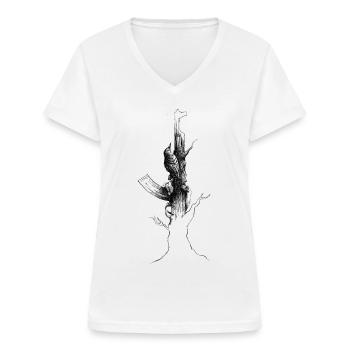 Ak47 Specht - Frauen-T-Shirt mit V-Ausschnitt - Weiß - Vorne - Lela (165cm)