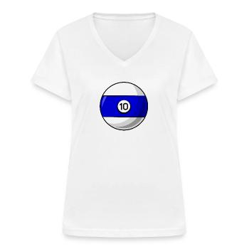 Billardkugel 10 blau Billard zehn - Frauen-T-Shirt mit V-Ausschnitt - Weiß - Vorne - Lela (165cm)