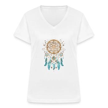 Traumfänger Esoterik Spiritualität Dream Catcher - Frauen-T-Shirt mit V-Ausschnitt - Weiß - Vorne - Lela (165cm)