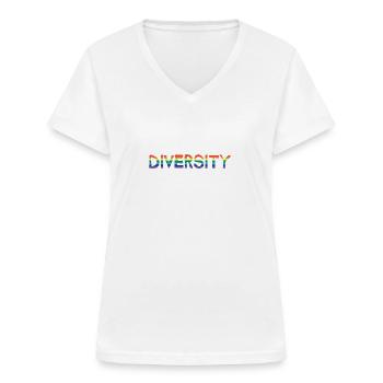 Diversität Vielfalt Regenbogenfahne - Frauen-T-Shirt mit V-Ausschnitt - Weiß - Vorne - Lela (165cm)