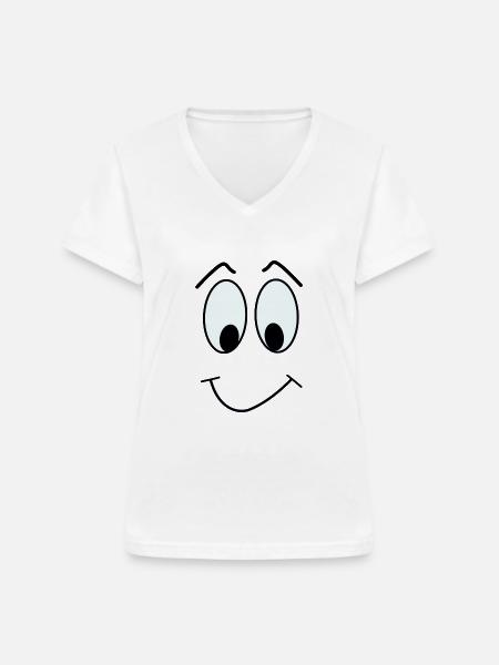 COMIC GESICHT 3 - Frauen-T-Shirt mit V-Ausschnitt - Weiß