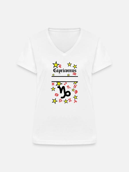 Steinbock Steinbock Sternzeichen - Frauen-T-Shirt mit V-Ausschnitt - Weiß
