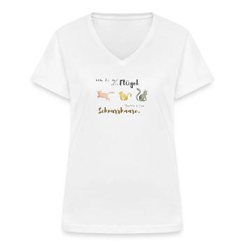 Manche Engel haben Schnurrhaare - Frauen-T-Shirt mit V-Ausschnitt - Weiß - Vorne - Lela (165cm)