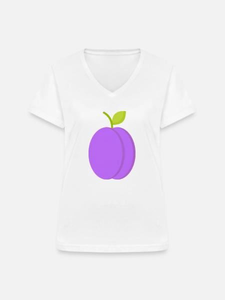 Pflaume - Frauen-T-Shirt mit V-Ausschnitt - Weiß