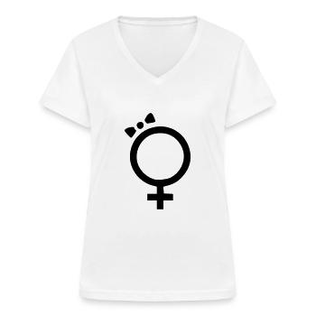 Geschlechtzeichen weibli - T-shirt med V-hals til damer - hvid - Foran - Lela (165cm)