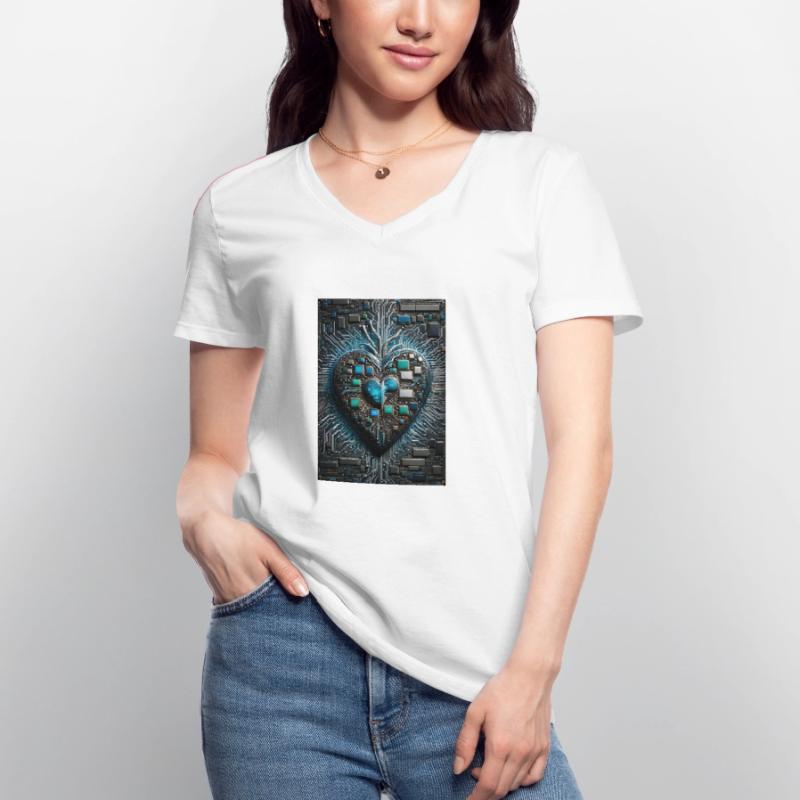 Das Herzstück der Valentinstags-CPU eines Computermanns Frauen-T-Shirt mit V-Ausschnitt