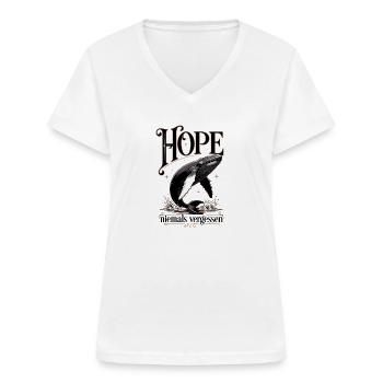 Hope niemals vergessen - Frauen-T-Shirt mit V-Ausschnitt - Weiß - Vorne - Lela (165cm)