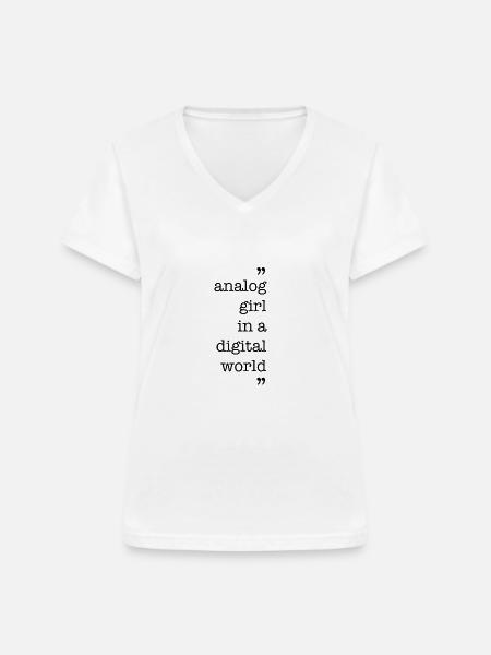analog girl - Frauen-T-Shirt mit V-Ausschnitt - Weiß