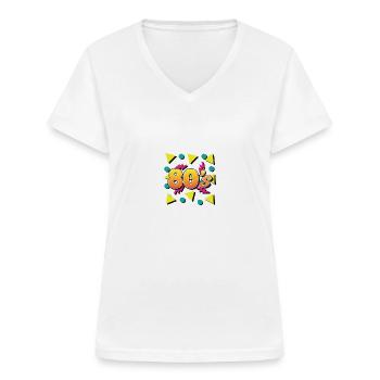 Party of the 80s - Women's V-neck T-shirt - white - Front - Lela (165cm)