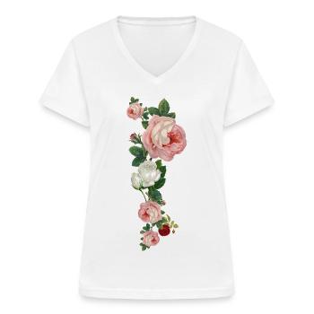 Rosen - Frauen-T-Shirt mit V-Ausschnitt - Weiß - Vorne - Lela (165cm)
