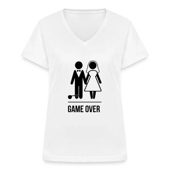 Game Over Marriage - Frauen-T-Shirt mit V-Ausschnitt - Weiß - Vorne - Lela (165cm)