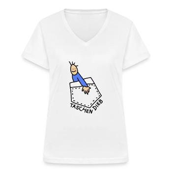 Dieb lustig (b) - Frauen-T-Shirt mit V-Ausschnitt - Weiß - Vorne - Lela (165cm)