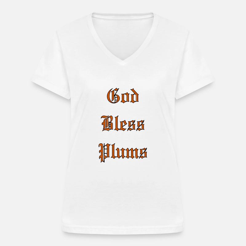 GodBlessPlums - Women's V-neck T-shirt - white