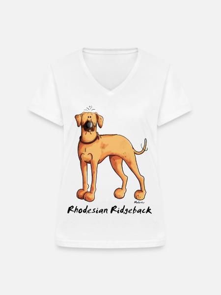 Cute Rhodesian Ridgeback - Frauen-T-Shirt mit V-Ausschnitt - Weiß