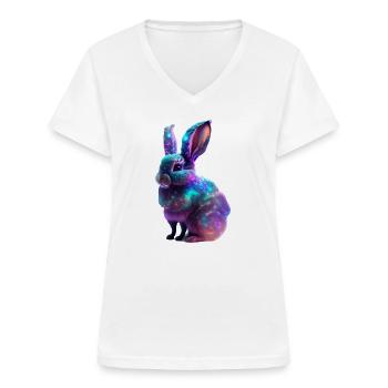Kosmischer Nebel Kaninchen - Frauen-T-Shirt mit V-Ausschnitt - Weiß - Vorne - Lela (165cm)