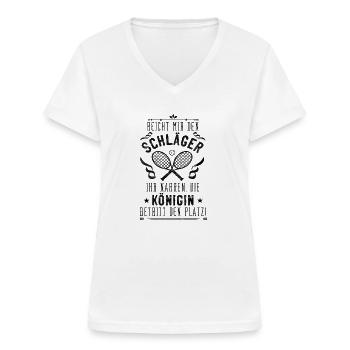 Witziger Tennistrainerin Spruch, Tennis Geschenk - Frauen-T-Shirt mit V-Ausschnitt - Weiß - Vorne - Lela (165cm)