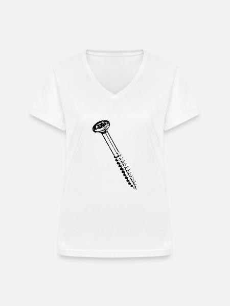 schraube - Frauen-T-Shirt mit V-Ausschnitt - Weiß