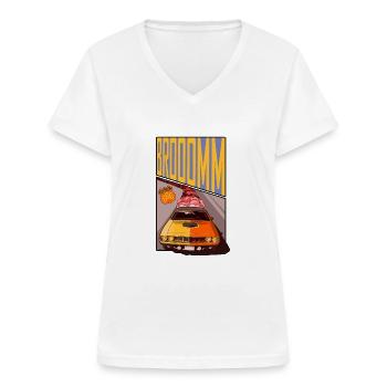Route 666 - Frauen-T-Shirt mit V-Ausschnitt - Weiß - Vorne - Lela (165cm)