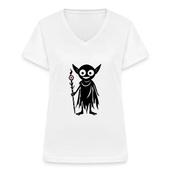 Kobold Ork - Vrouwen T-shirt met V-hals - wit - Voor - Lela (165cm)